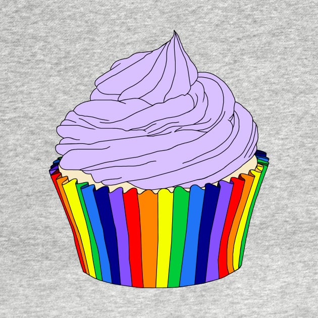 Rainbow Cupcake with Lavender Icing by Art by Deborah Camp